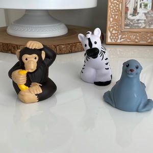 [ Fisher Price Little People Zoo Animals - Monkey Zebra Seal - Plastic Toy ]